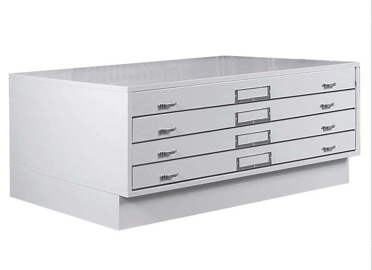 a white file cabinet with five drawers on the front and one drawer in the back