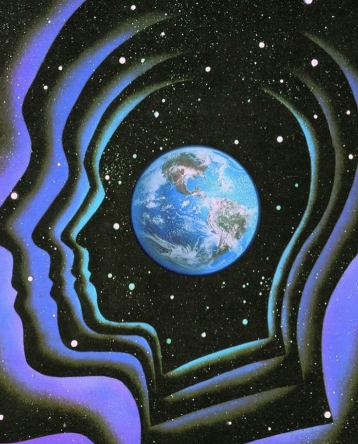 an image of a man's head with the earth in his mind