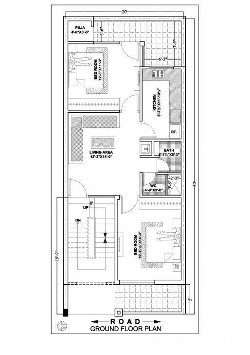 Popular 20×50 House Floor Plan According To East,south,north,west Side