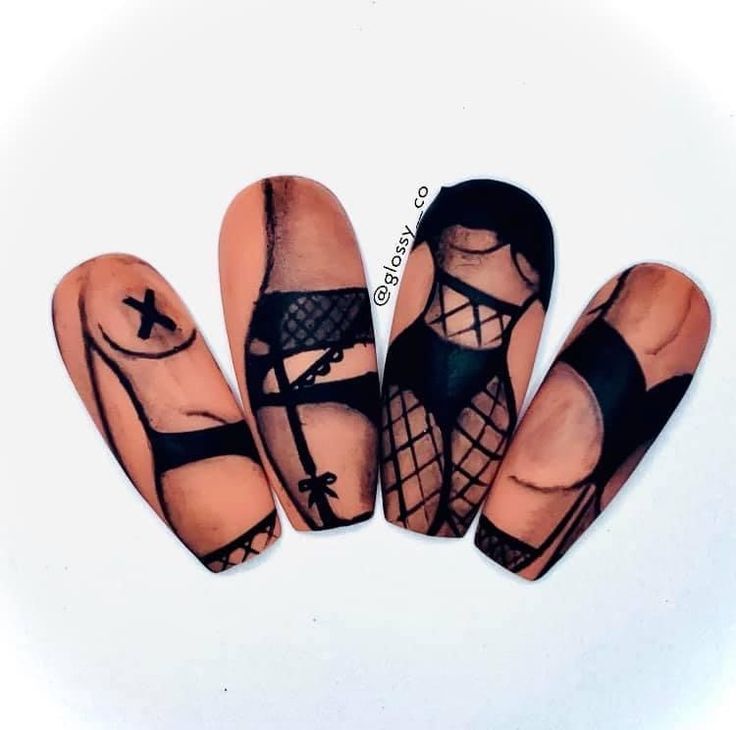 Card Nail Art, Body Nail Art, Silhouette Nails, Classy Nail Art Ideas, Girls Nail Designs, Quick Nail Art, Art Deco Nails, Abstract Nail Art, Fancy Nails Designs