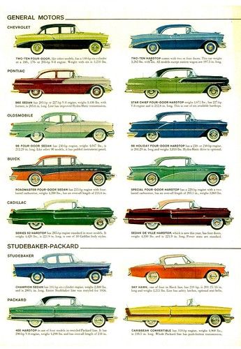 an old car advertisement with many different colors