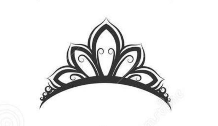 a black and white drawing of a tiara