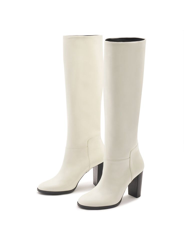 Editor's NotesKAREN WHITE's shoes are such a timeless style  so you'll return to it season after season- Long boots- Side Zipper for a comfortable fit- Casual round toe line- Comfortable and soft-touch of matt cowhide- Casual and daily shoesMeasurements(in.)- Size: KR225mm(US5.5) - KR250mm(US8) - Heel height 3.5in.- Fits true to the sizeComposition & Care- Cow leather- Do not wash- Professional shoe cleaning recommendedDesigner- by KAREN WHITE White Knee High Boots, Lady Boots, Shoe Cleaning, Professional Shoes, Boots White, Clean Shoes, Long Boots, Men Shoes Size, White Shoes