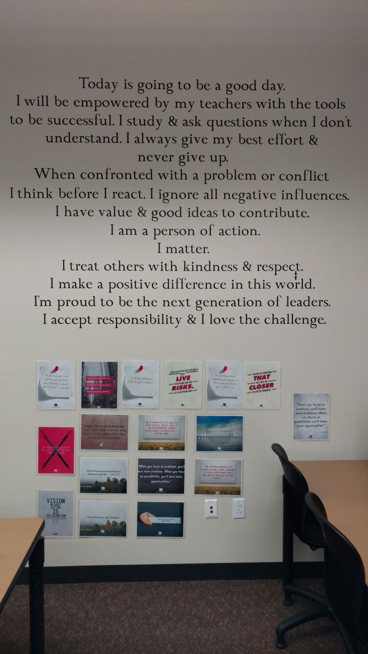 an office wall with a poem written on it