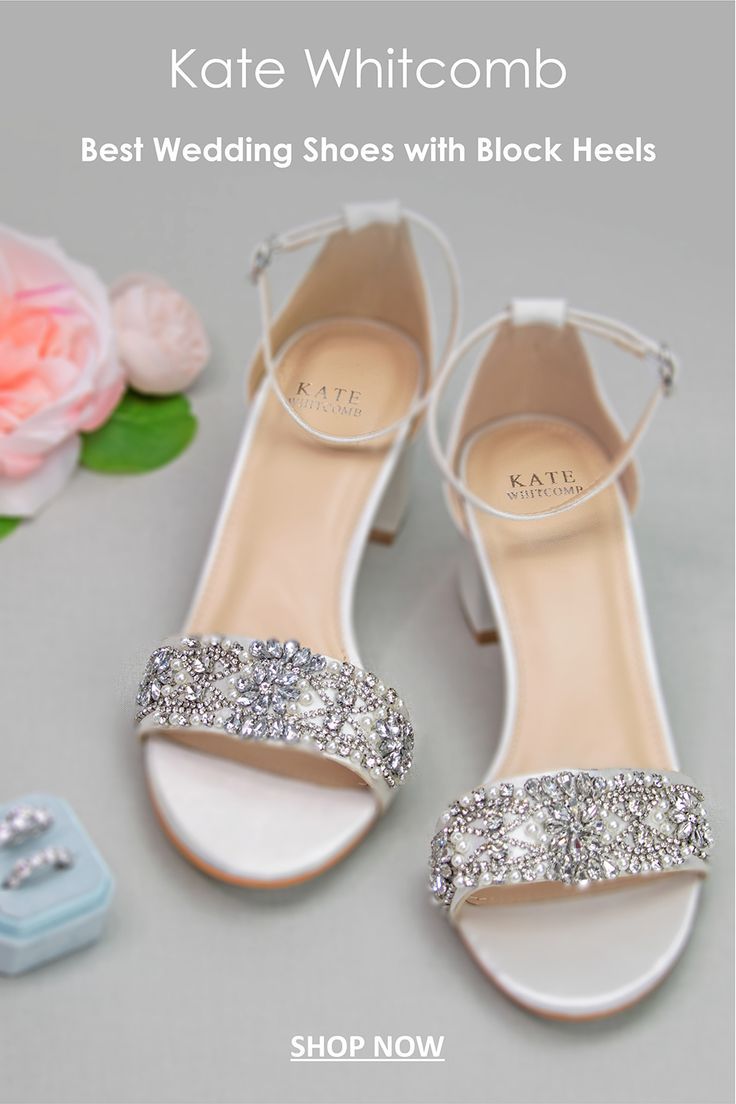 the wedding shoes with block heels are ready to go on sale at kate whitcomb