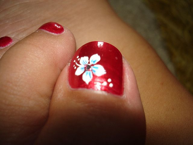 6- Toe Nail Art by HaYnCaNdi808, via Flickr Flower Toe Nails, Nail Art Flower, Toenail Art Designs, Easy Toe Nail Designs, Pretty Toe Nails, Cute Toe Nails, Summer Toe Nails, Pedicure Designs, Flower Nail Designs