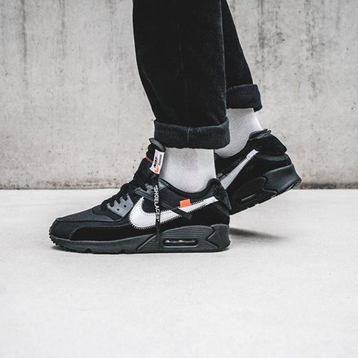 Nike Air Max 90 Black, Air Max 90 Black, Nike Air Max White, Off White X Nike, Sneakers Nike Air Max, Nike Fashion Shoes, Unique Sneakers, Nike Air Presto, Streetwear Mode