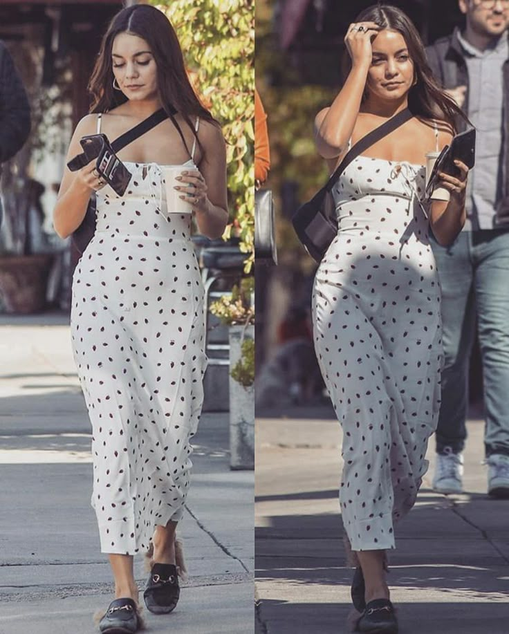 Sundress Street Style, Vanessa Hudgens Dress Casual, Hourglass Outfits Casual, Vanessa Hudgens Style Casual, Vanessa Hudgens Aesthetic, Vanessa Hudgens Dress, Vanessa Hudgens Street Style, Vanessa Hudgens Body, Vanessa Hudgens Outfits