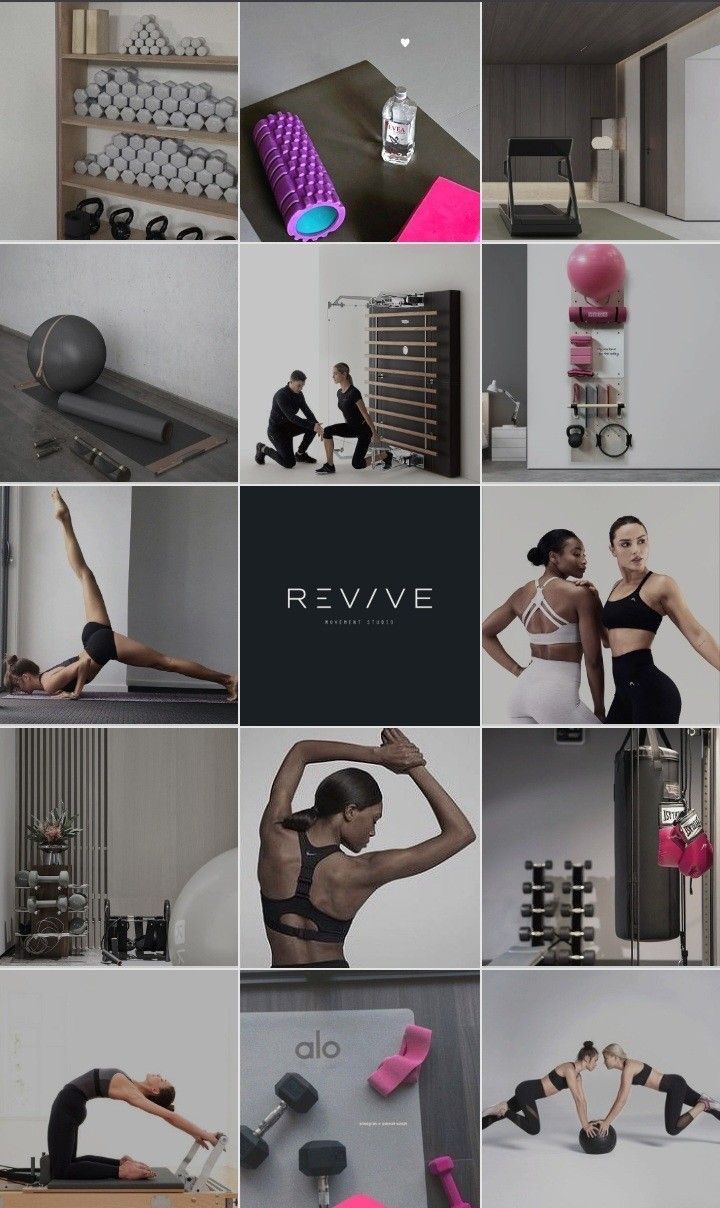 a collage of photos showing different types of exercise equipment