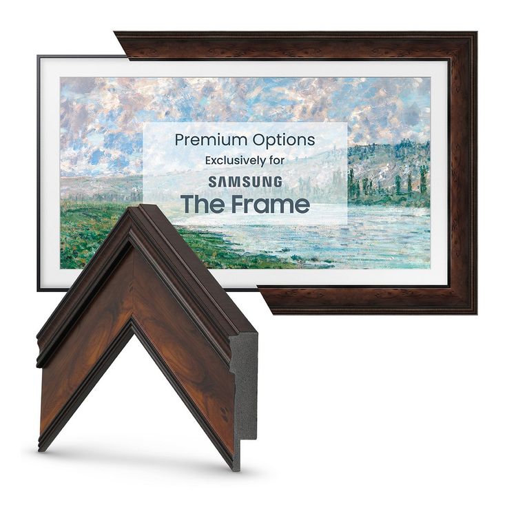 the frame is made from wood and has a painting on it