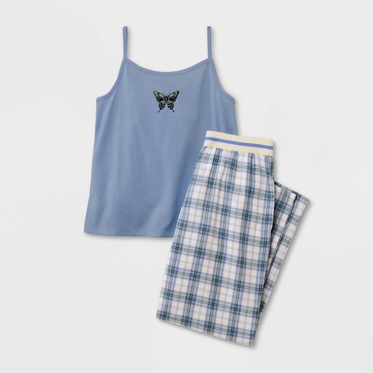 Help your kid create a cozy look with the 2-Piece Cami/Flannel Pant Pajama Set from art class™. This two-piece pajama set includes a cami tank top and a pair of flannel pajama pants with a full elastic waistband. Made with soft and lightweight fabric, this sleepwear set is comfortable and can be tossed into the washing machine for easy cleanup. art class™: One-of-a-kind looks for the one and only you. Girls Pjs, Cute Sleepwear, Cute Pajama Sets, Flannel Pajama Pants, Elastic Waistband Pants, Flannel Pants, Cute Pajamas, Pajama Pant