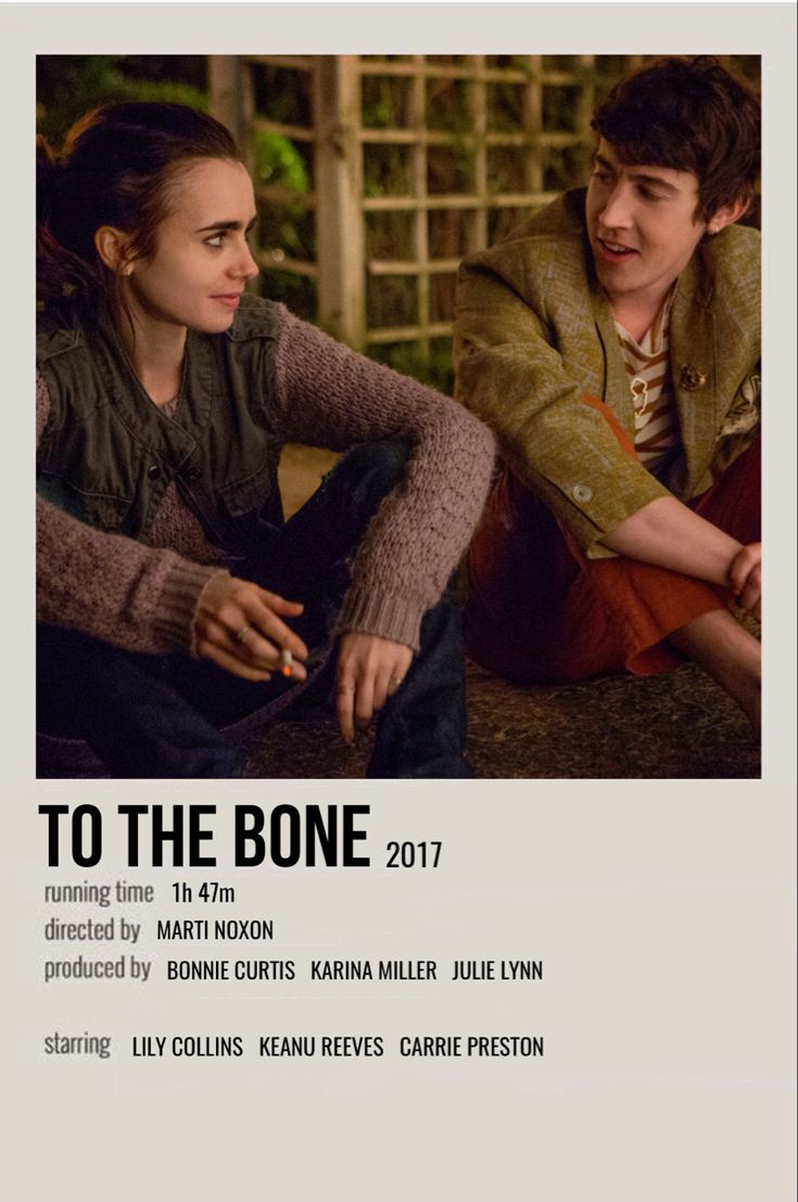 a movie poster for to the bone with two people sitting next to each other and looking at one another