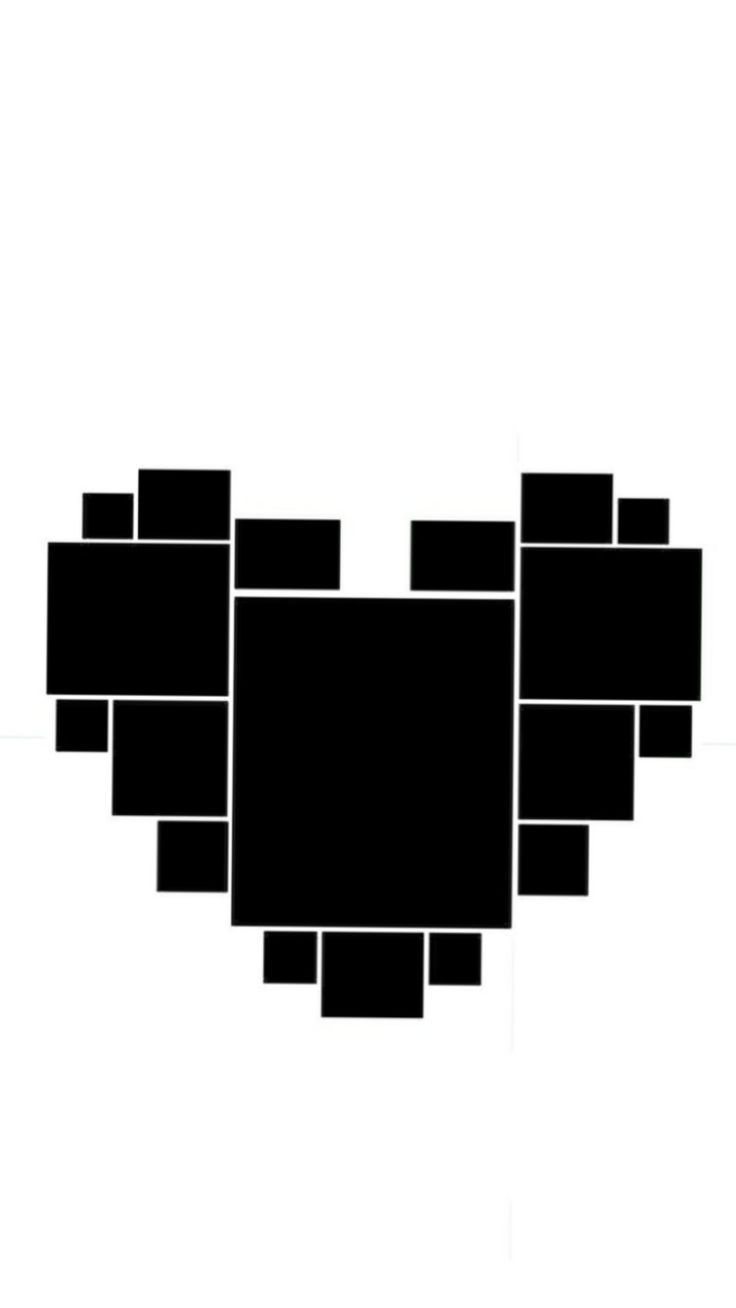 a black and white photo of squares in the shape of a heart on a white background