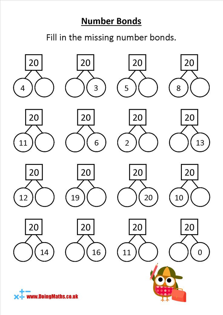 the missing number bonds worksheet for kids to practice numbers in addition and subtraction