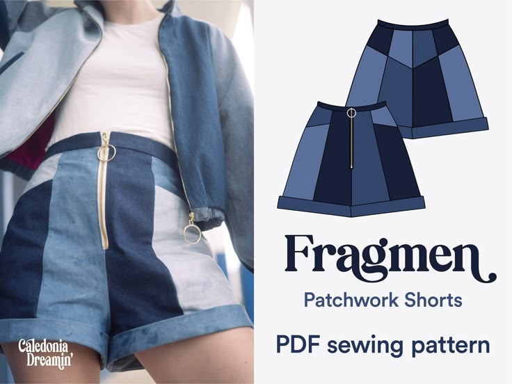 the front and back of a woman's shorts sewing pattern