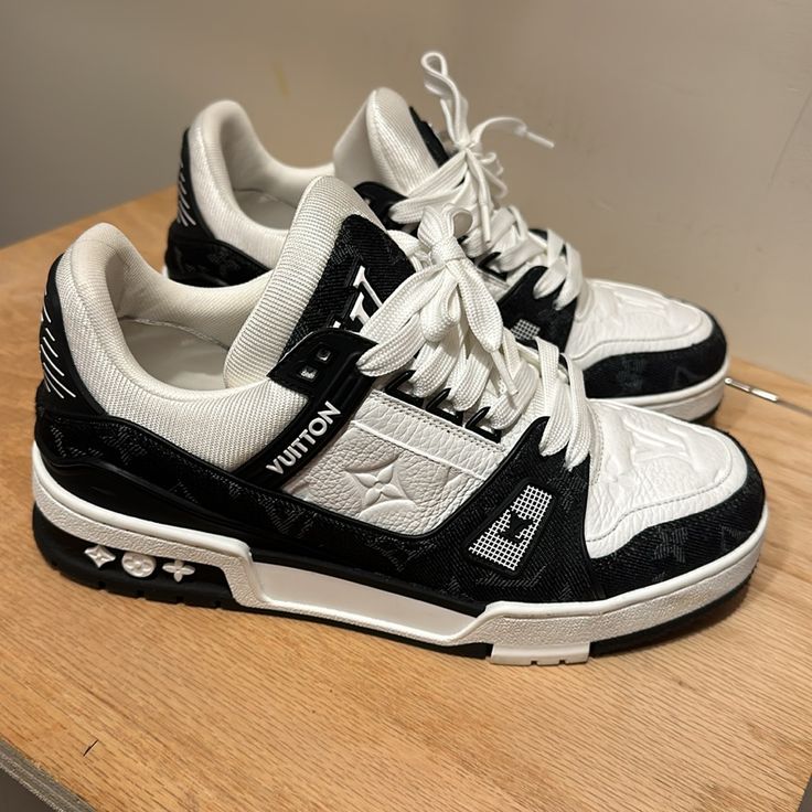 Same Day Shipping With Box Receipts Dustabgs & All Luxury Custom White Sneakers, Louis Vuitton Sneakers, Louis Vuitton Shoes, Authentic Louis Vuitton, Womens Shoes Sneakers, Shoes Sneakers, Louis Vuitton, Black White, Women Shoes