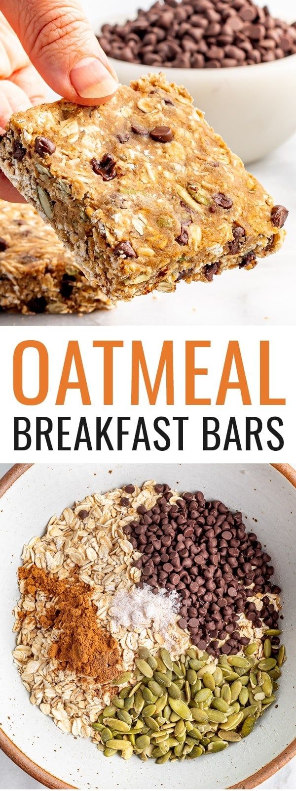 an image of oatmeal breakfast bars with chocolate chips