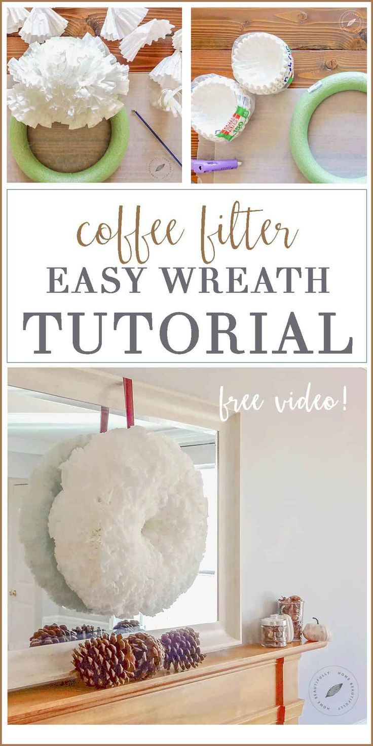 coffee filter wreath with instructions to make it