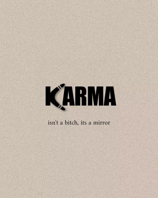 the words karma are in black and white