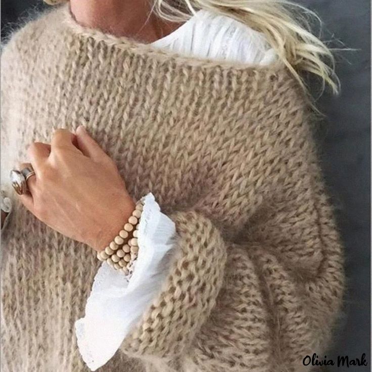 Olivia Mark - Stylish and Casual Knitted Sweater for Fashionable Knitwear Enthusiasts Pull Mohair, Oversize Pullover, Trendy Sweaters, Mode Casual, Chunky Crochet, Style Clothes, Mohair Sweater, Loose Sweater, Loose Tops