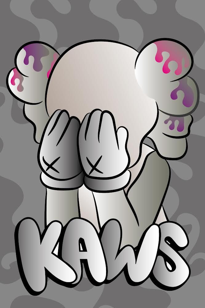 an image of a cartoon character with the word kaws on it