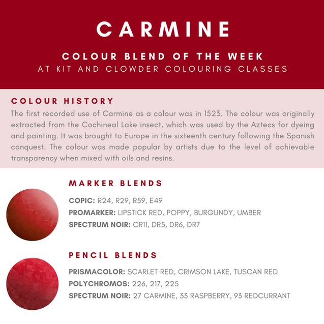 an info sheet describing the color and use of carmie's cranberry red