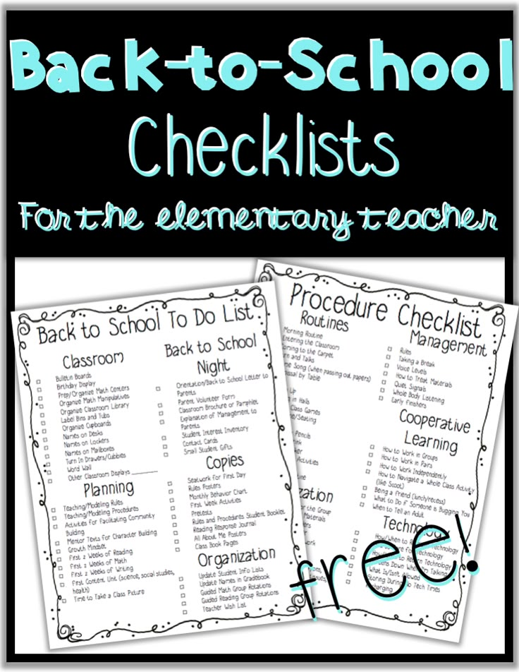 back to school checklist for the elementary teacher