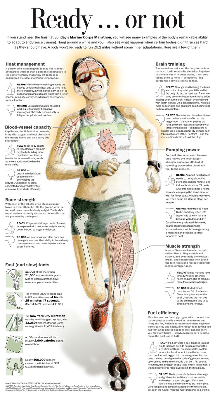 the anatomy of a running man with instructions on how to run and what to do