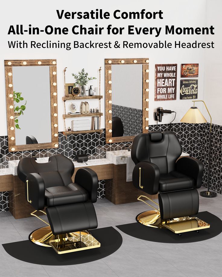 Description 🔥 𝐀𝐥𝐥-𝐚𝐫𝐨𝐮𝐧𝐝 𝐂𝐨𝐦𝐟𝐨𝐫�𝐭 - With a backrest that can recline up to 165 degrees, a removable headrest, 360-degree rotation, and smooth height adjustment, this reclining barber chair's multifunctional design adapts seamlessly to various settings like barber shops, tattoo parlors, and hair salons, offering your clients an all-around comfortable experience.🔥 𝐔𝐩𝐠𝐫𝐚𝐝𝐞𝐝 𝐂𝐨𝐦𝐟𝐨𝐫𝐭 - Featuring high-density comfort filling, ergonomic design, soft, breathable, waterpro Shampoo Chair, Salon Chairs, Hair Salons, Barber Chair, Tattoo Parlors, Chair Style, Ergonomic Design, Barber Shop, 360 Degree