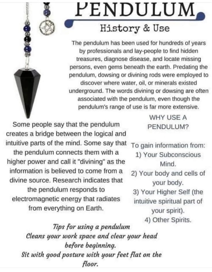 an advertisement for the pendulum history and use, with instructions on how to use it