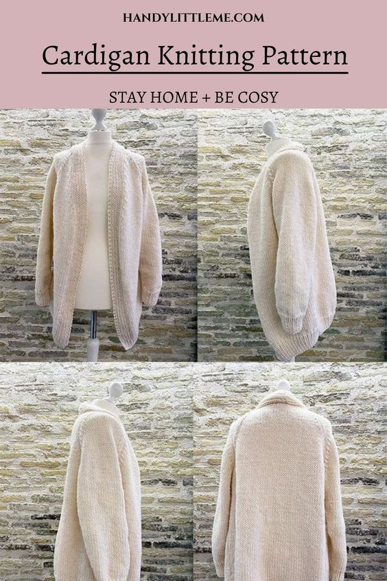 the instructions for how to make a cardigan knitted sweater with an open back