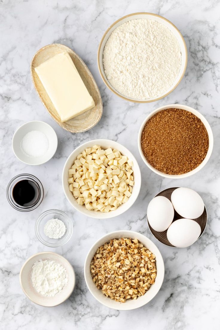 the ingredients for this recipe are laid out in bowls