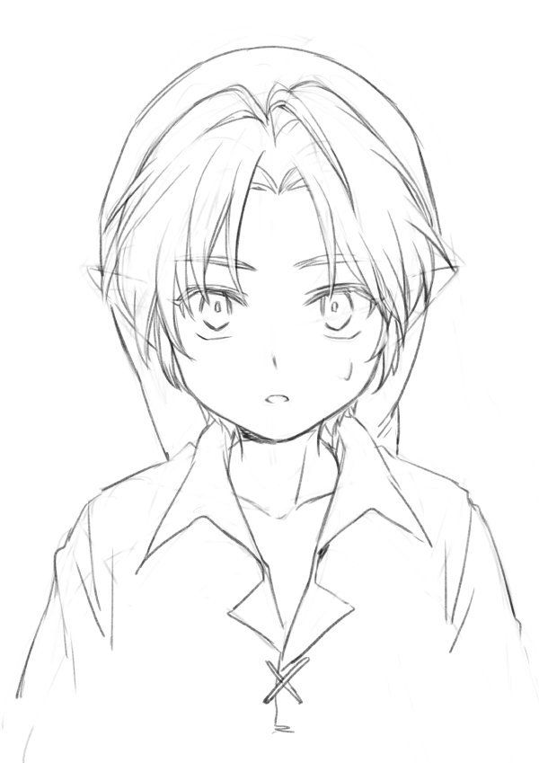 a drawing of an anime character with short hair