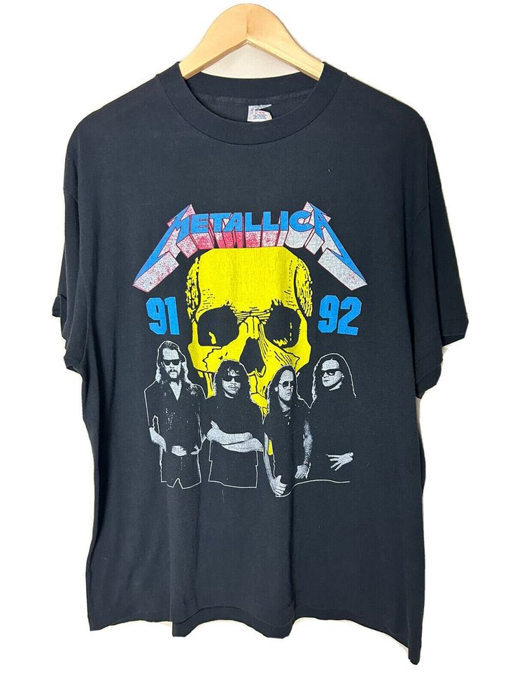 1991 Metallica Tour Shirt  XL Pit to Pit 22in Top to Bottom 28in  Insane Graphics!  These items are all hand selected, There will be slight wear consistent with the garments age. I only sell, The Highest of quality. I will describe the item to my fullest ability. I also want to offer Complete Customer Satisfaction. Thank You for shopping at AMERICAN ICON VINTAGE. Vintage Black Shirt For Fans, Vintage Metallica Shirt, Metallica Tour, Concept Inspiration, Metallica Shirt, Photo Concept, Merch Design, American Icons, Concert Tees