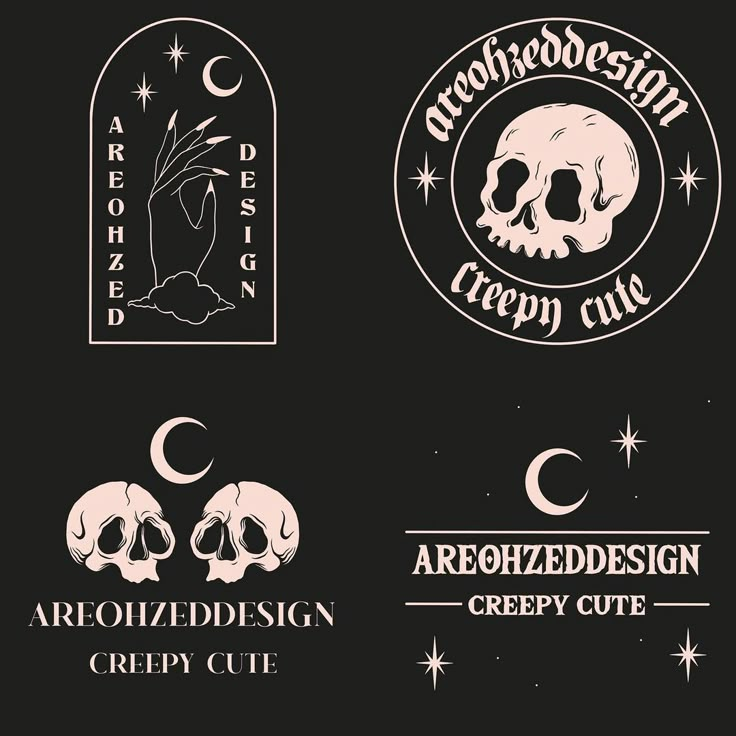 four different logos with skulls and stars in the middle one is for an artisan company