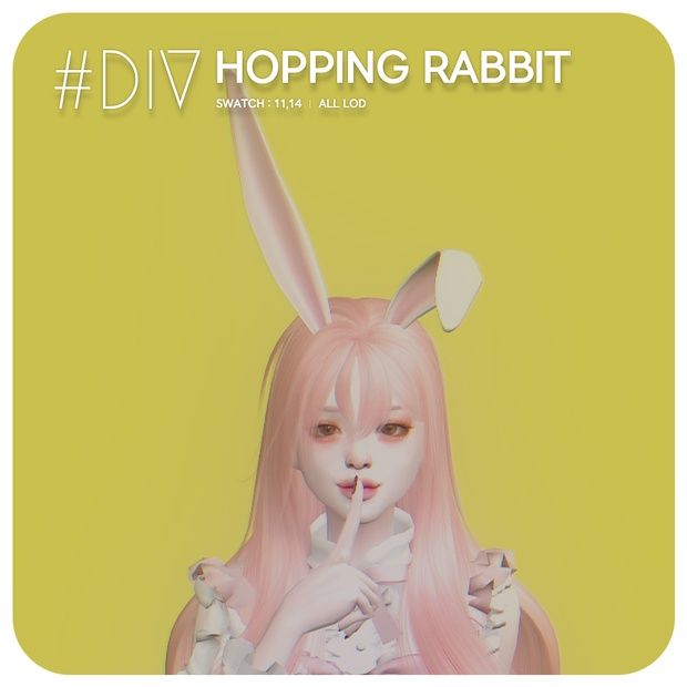 a woman with pink hair and bunny ears is holding a rabbit's tail in front of her face