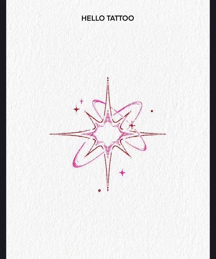 the cover of hello tattoo, with pink ink on white paper and stars in the middle