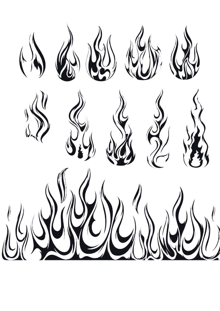 a set of fire flames in different shapes and sizes on a white background stock photo