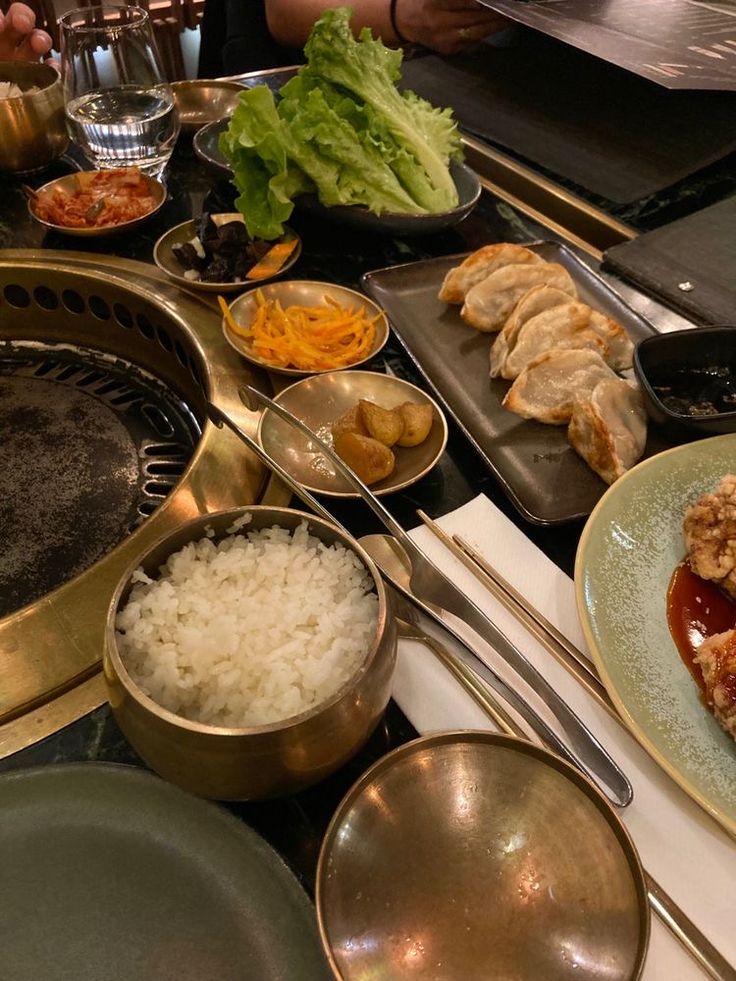 the food is prepared and ready to be eaten at the buffet table for people to eat