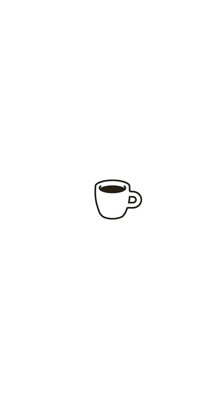 a black and white drawing of a coffee cup