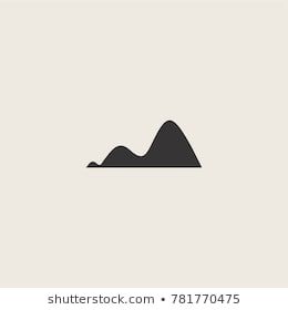 a black and white mountain icon on a beige background