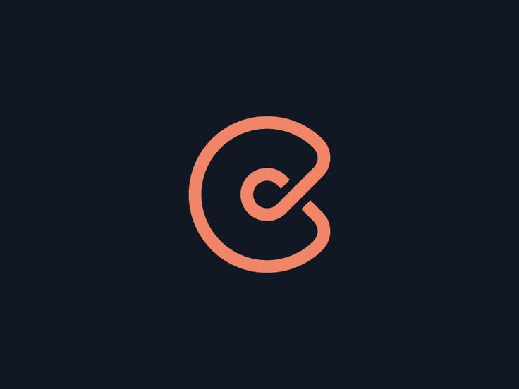 the letter c in an orange circle on a black background