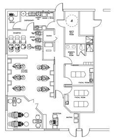 the floor plan for a restaurant with seating areas