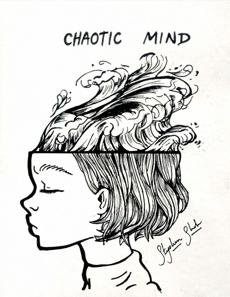 a drawing of a woman's head with the words chaotic mind above it