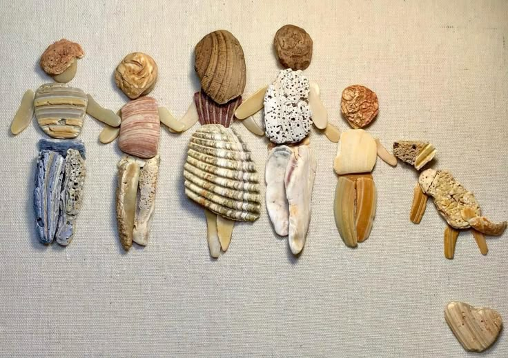 several different types of sea shells are arranged in a row