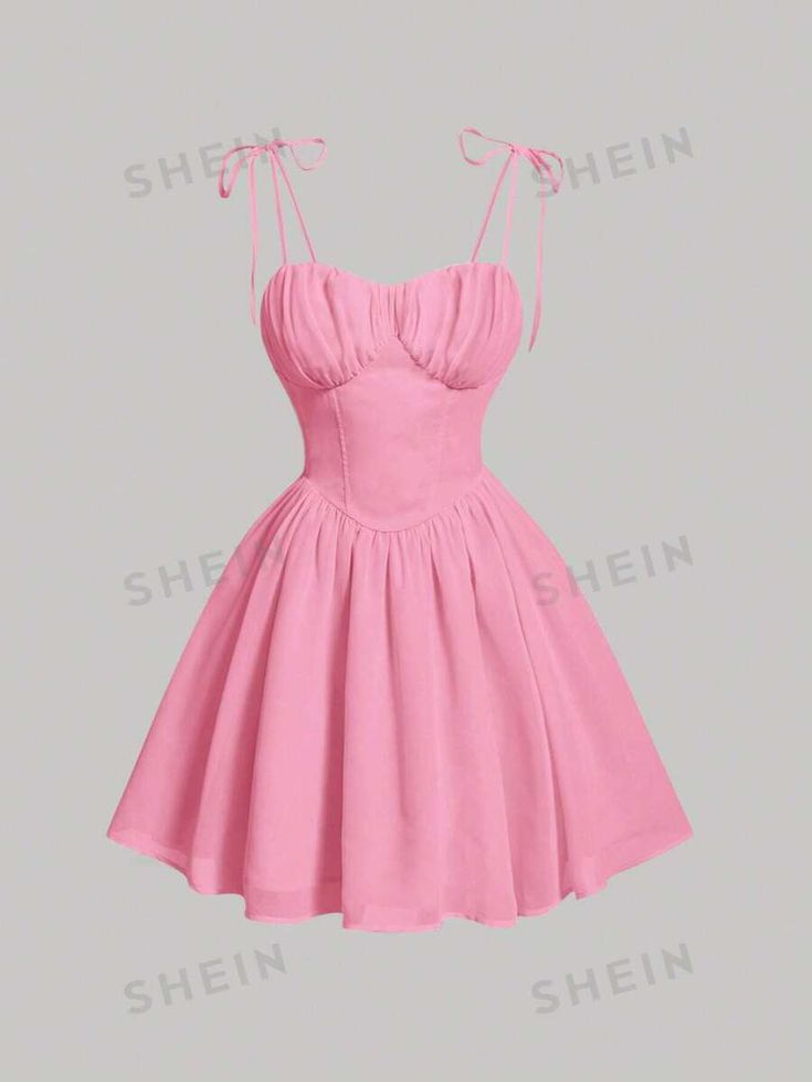 SHEIN USA Pink Picnic Outfit Ideas, Short Picnic Dress, 20th Birthday Dress Ideas, Pink Picnic Outfit, Pink Dinner Outfit, Pink Picnic Dress, Pink Cami Dress, Dinner Dresses, Short Sundress