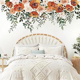 FALL wallpaper Wild Flower Wall Mural, Flower Themed Bedroom, Fall Flower Wall, Above Bed Wall Decor Boho, Boho Wall Tapestry, Mural Stickers, Above Bed Wall Decor, Bedroom Mural, Wall Decals Living Room