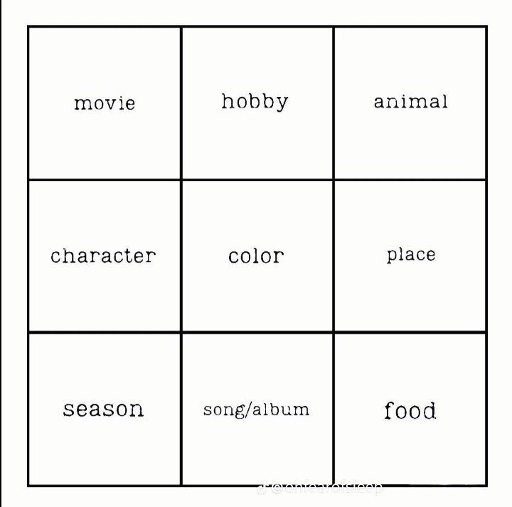 the words in each square are labeled as animals, fish, and snowflakes