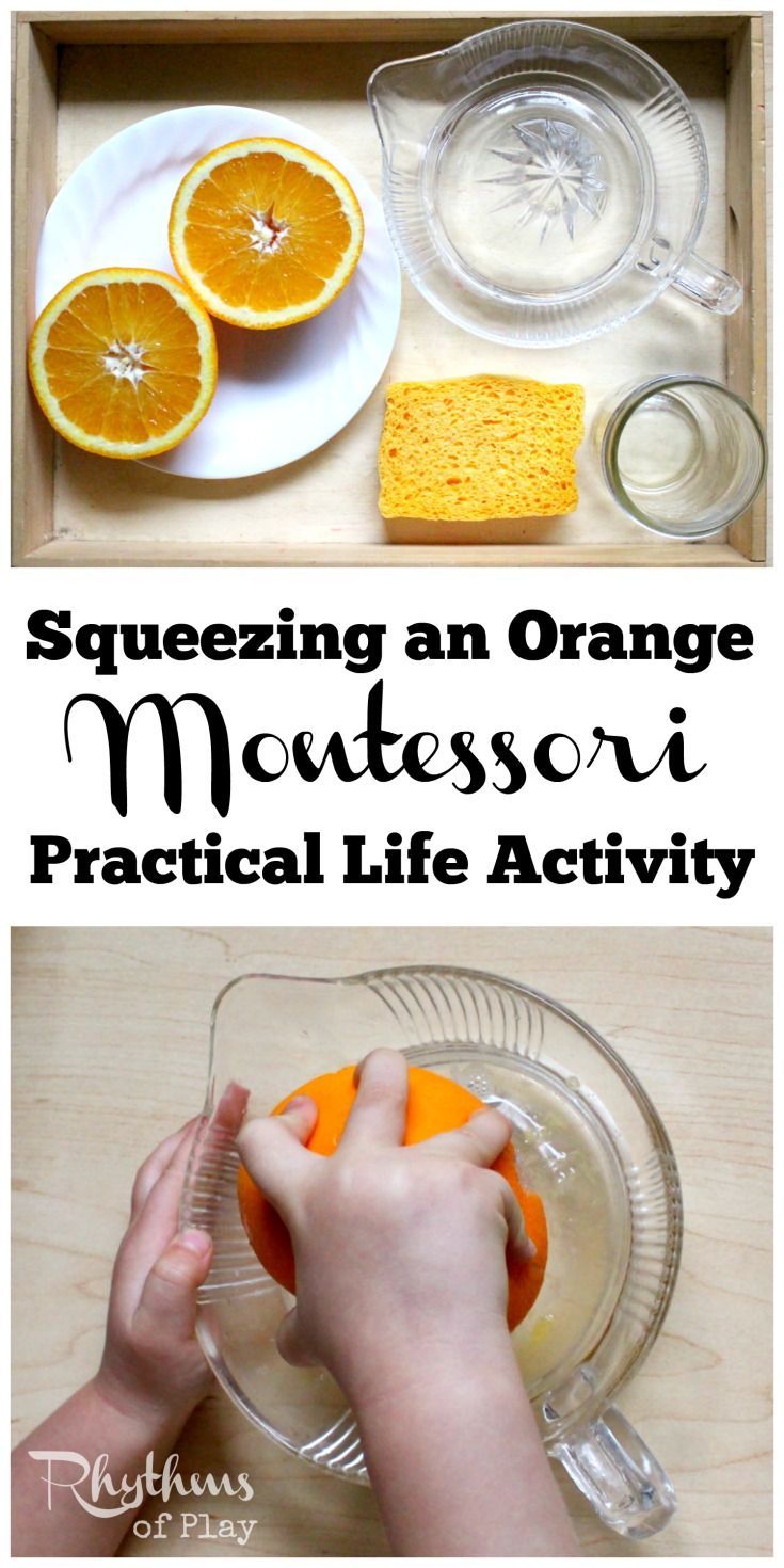 an orange montessoi practical life activity for kids