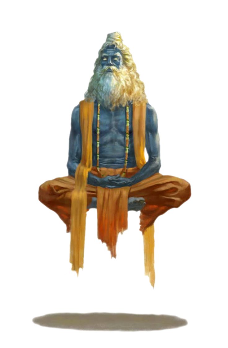 an image of a man with long hair and beard sitting on a bench in meditation